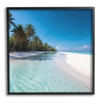 Stupell Industries Summer Tropical Beach Landscape Photography Black Framed Art Print Wall Art, 12 x 12