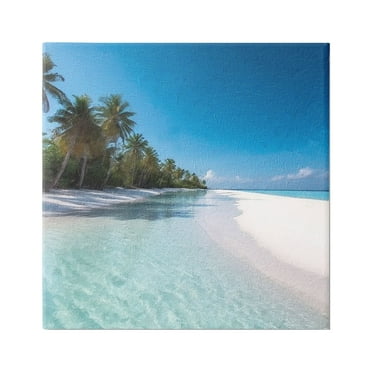 Stupell Industries Summer Tropical Beach Landscape Photography Gallery Wrapped Canvas Art Print Wall Art, 17 x 17