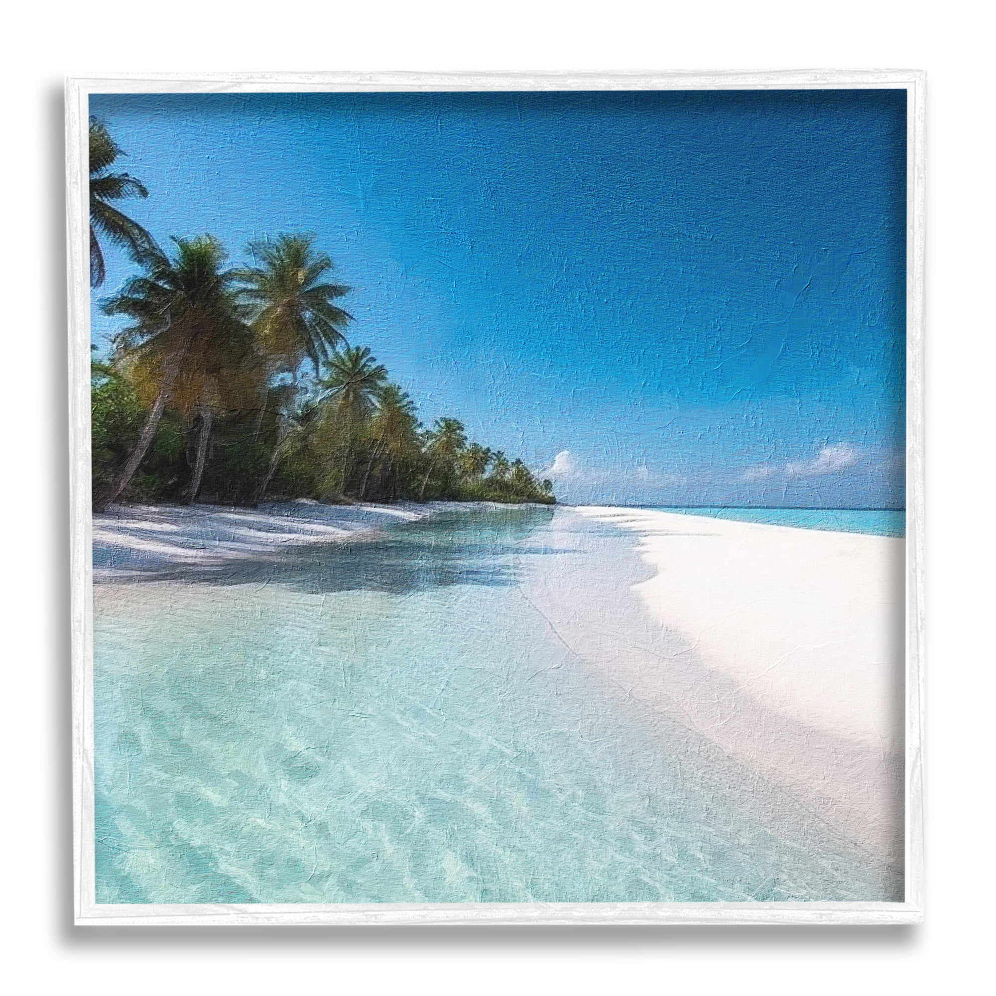 Stupell Industries Summer Tropical Beach Landscape Photography White Framed Art Print Wall Art, 24 x 24