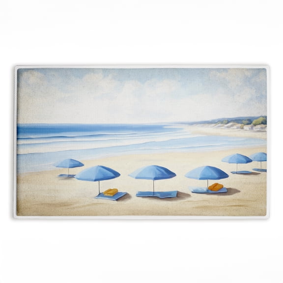 Stupell Industries Summer Umbrella Beach Day Printed Plush Bath Mat and Bath Rug, design by Kim Allen, 18"x30"