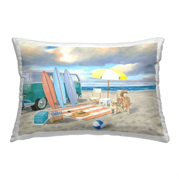 Stupell Industries Summer Van on Beach Decorative Printed Throw Pillow, 14 x 20
