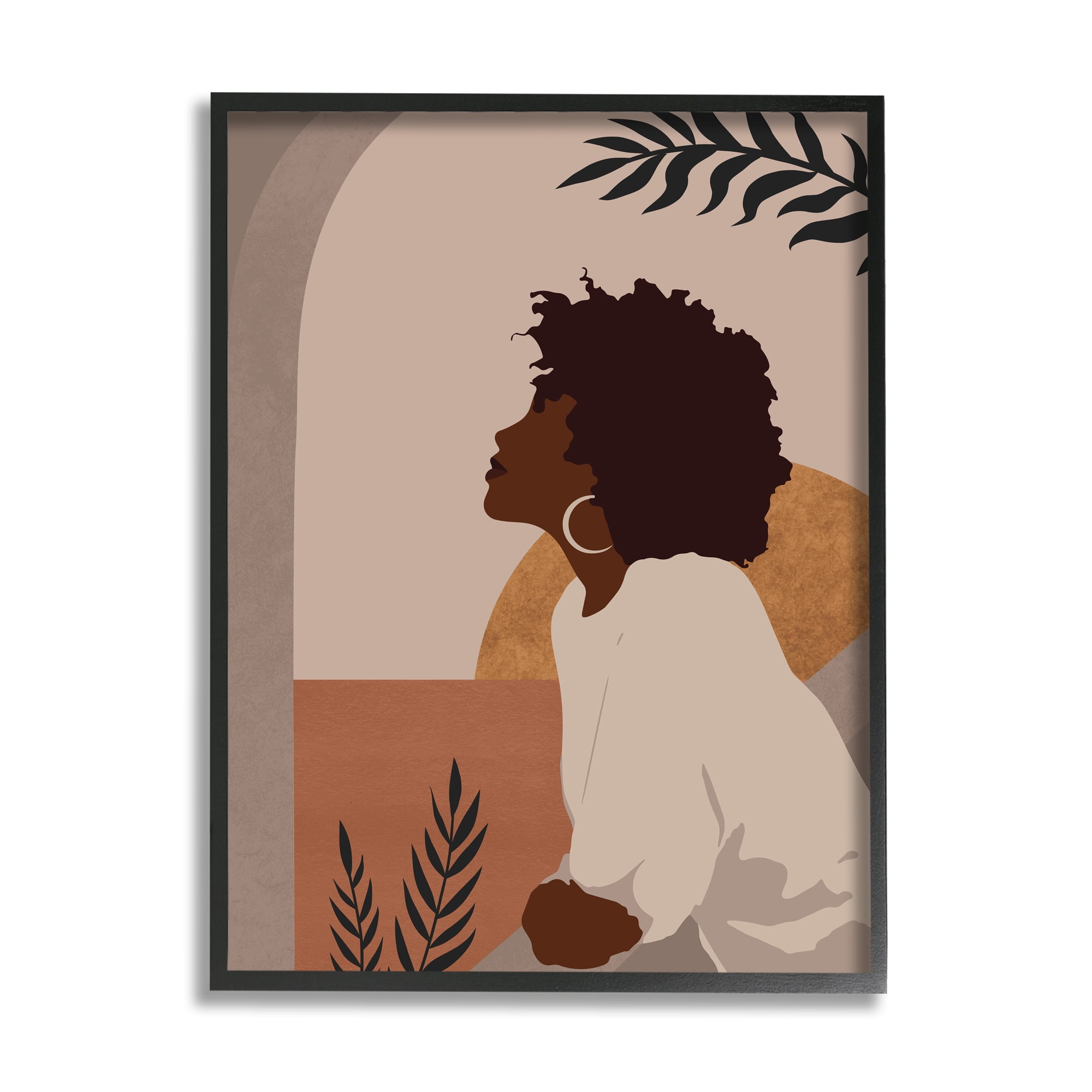 Stupell Industries Summer Vibe Girl Portrait Botanical & Floral Painting Black Framed Art Print Wall Art, 16 x 20