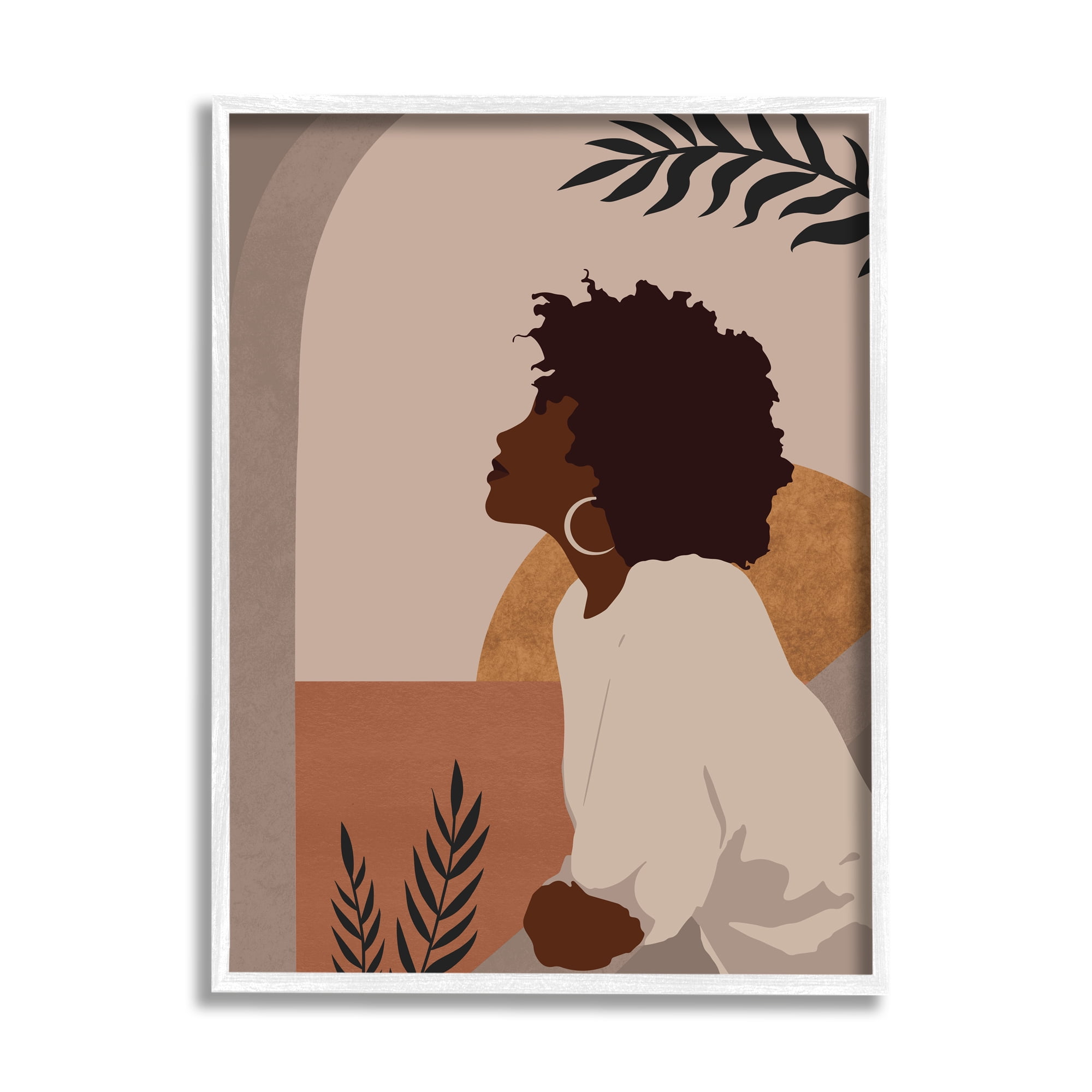 Stupell Industries Summer Vibe Girl Portrait Botanical & Floral Painting White Framed Art Print Wall Art, 11 x 14
