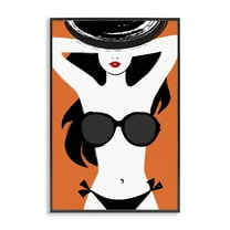 Stupell Industries Summer Vibes Girl Coastal Painting Black Framed Art Print Wall Art, 12 x 18