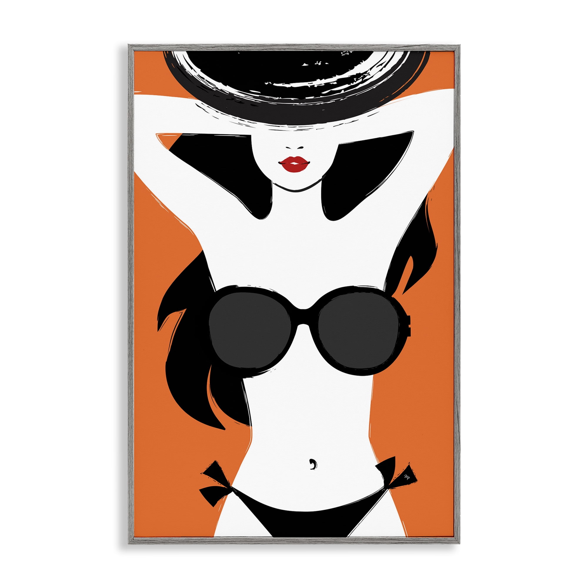 Stupell Industries Summer Vibes Girl Coastal Painting Gray Framed Art Print Wall Art, 20 x 30