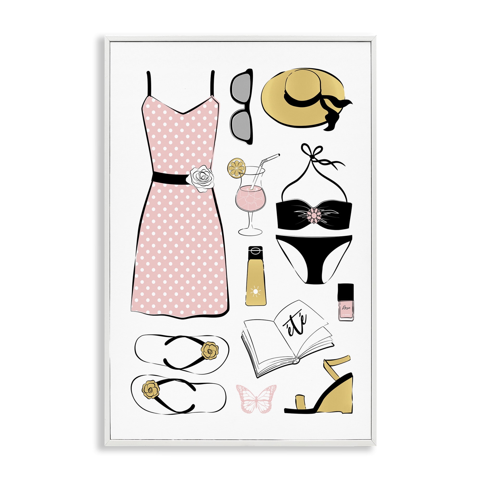 Stupell Industries Summer Vibes Necessities White Framed Giclee Art, design by Martina Pavlova