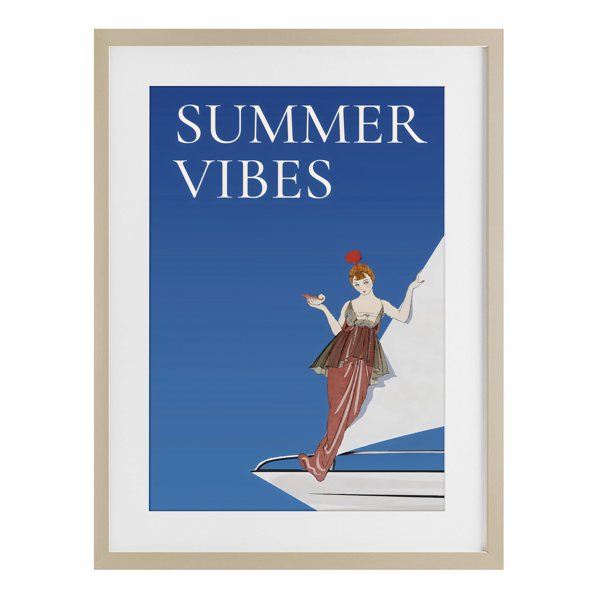 Stupell Industries Summer Vibes Vintage Yacht Birch Framed Print Under Glass, design by Creative Studio
