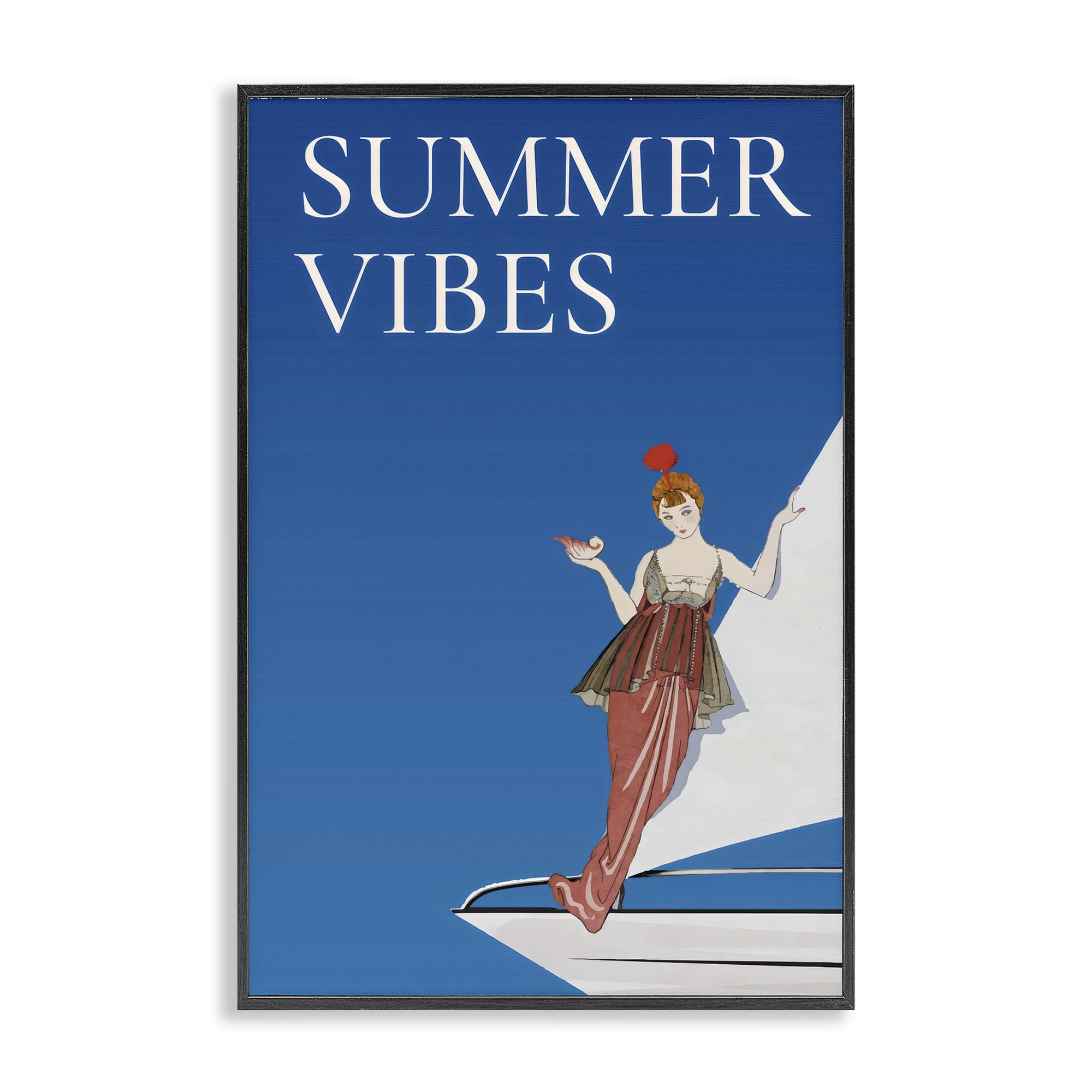 Stupell Industries Summer Vibes Vintage Yacht Black Framed Giclee Art, design by Creative Studio
