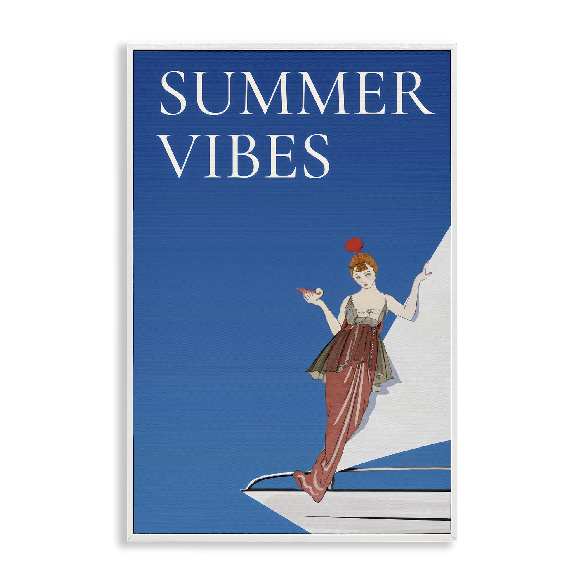 Stupell Industries Summer Vibes Vintage Yacht White Framed Giclee Art, design by Creative Studio