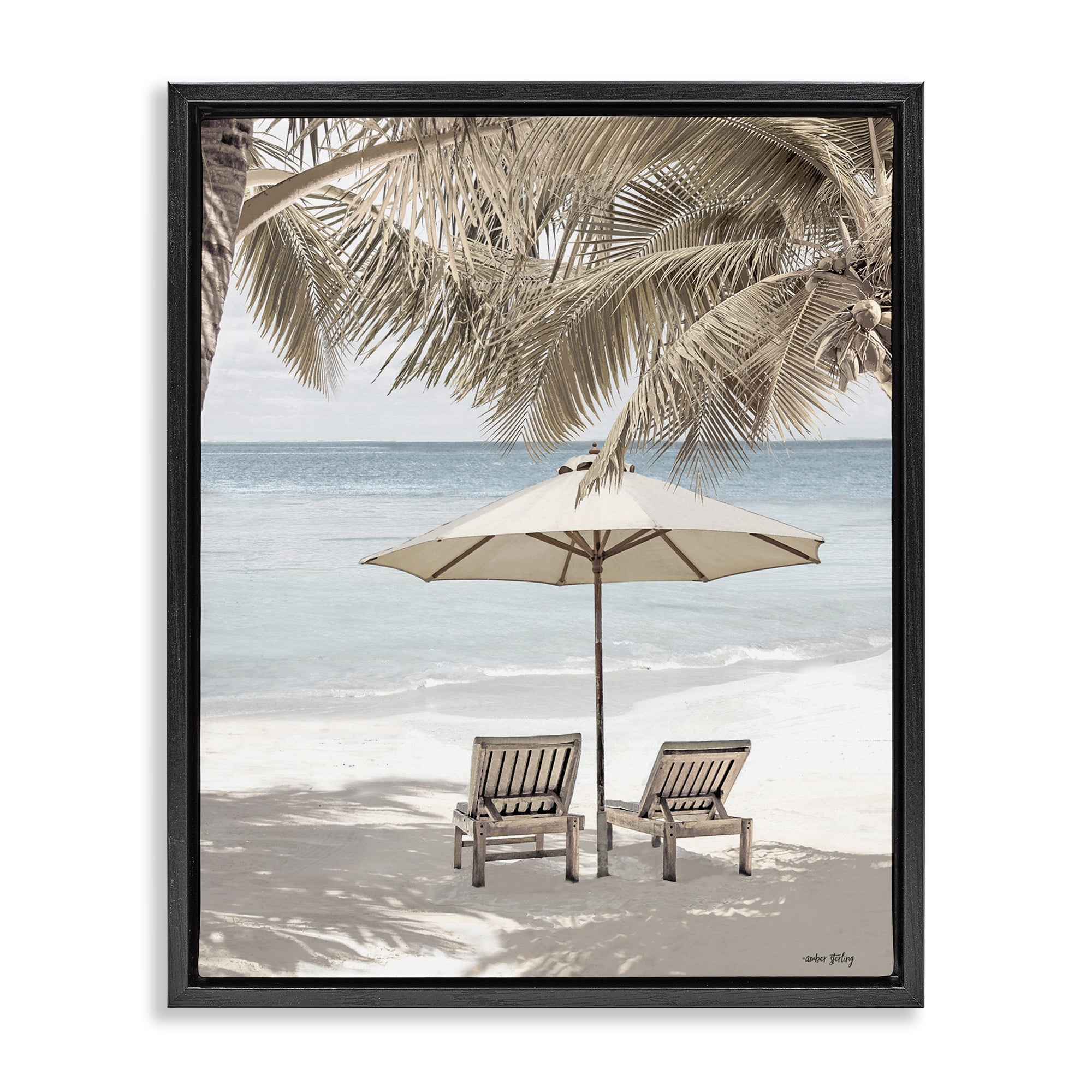 Stupell Industries Summer Villa Vacation Landscape Photography Black Floater Framed Canvas Art Print Wall Art, 17 x 21