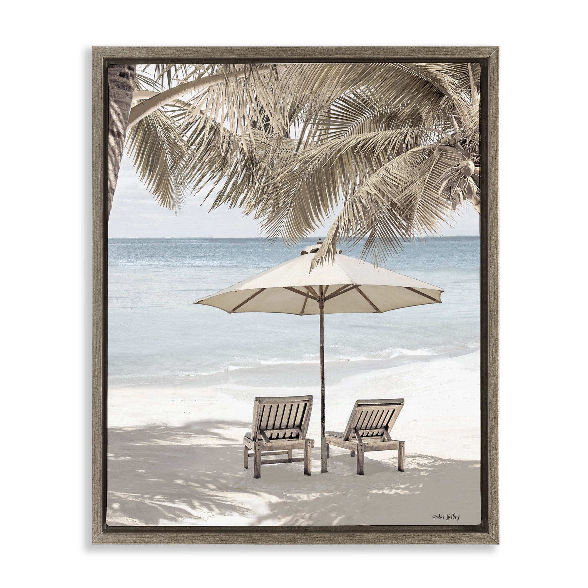 Stupell Industries Summer Villa Vacation Landscape Photography Brown Floater Framed Canvas Art Print Wall Art, 17 x 21
