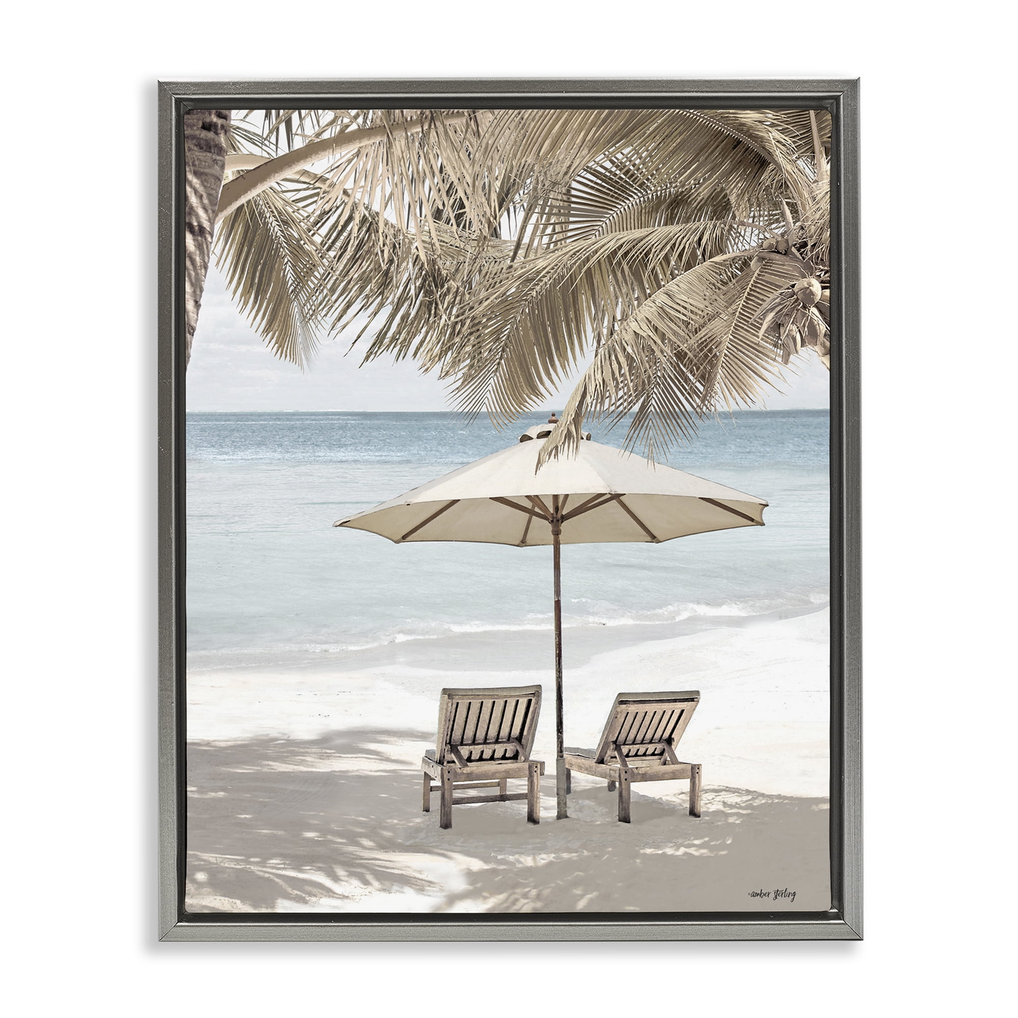 Stupell Industries Summer Villa Vacation Landscape Photography Gray Floater Framed Canvas Art Print Wall Art, 25 x 31