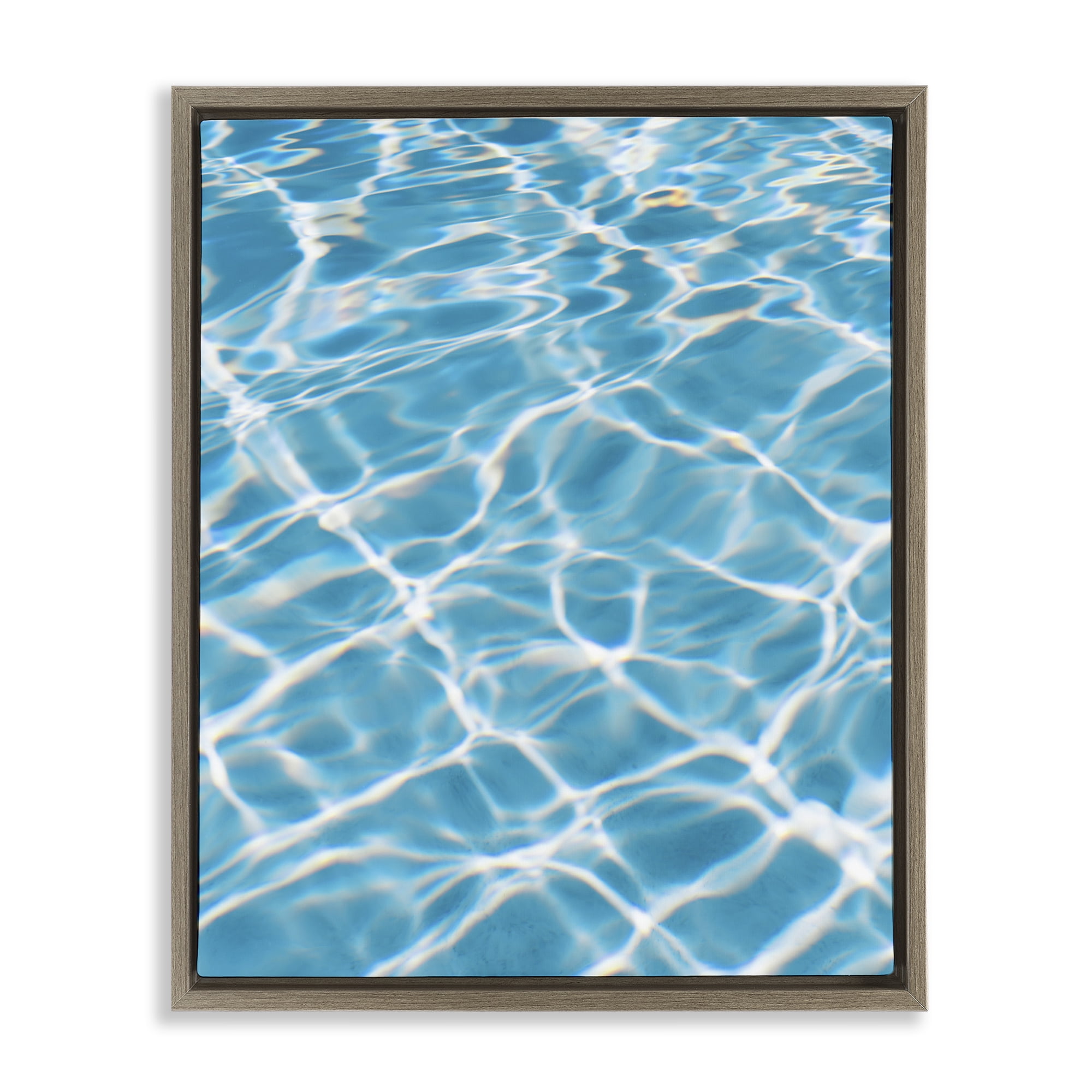 Stupell Industries Summer Water Reflection Abstract Painting Brown Floater Framed Canvas Art Print Wall Art, 25 x 31