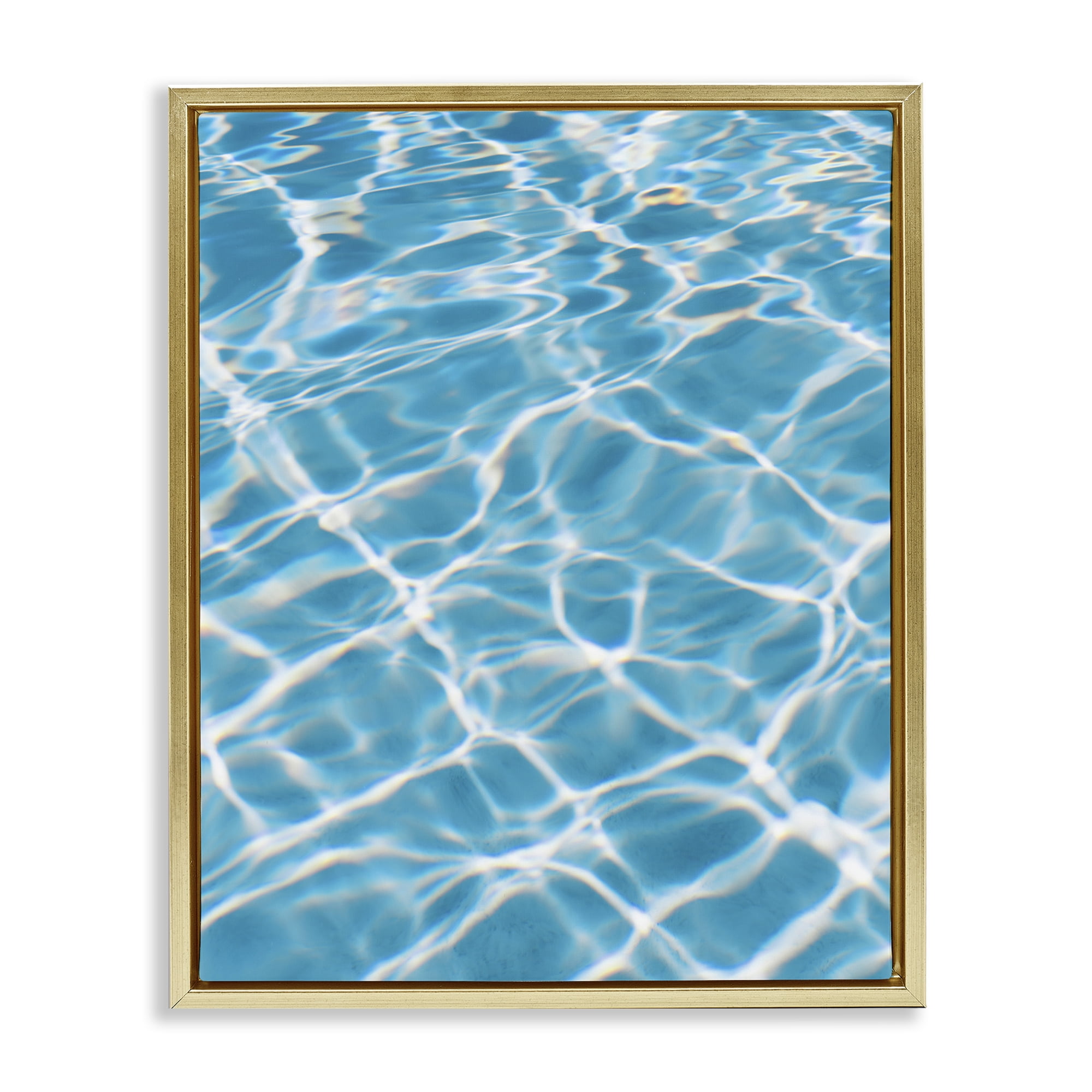 Stupell Industries Summer Water Reflection Abstract Painting Gold Floater Framed Canvas Art Print Wall Art, 17 x 21