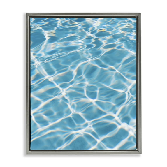 Stupell Industries Summer Water Reflection Abstract Painting Gray Floater Framed Canvas Art Print Wall Art, 25 x 31