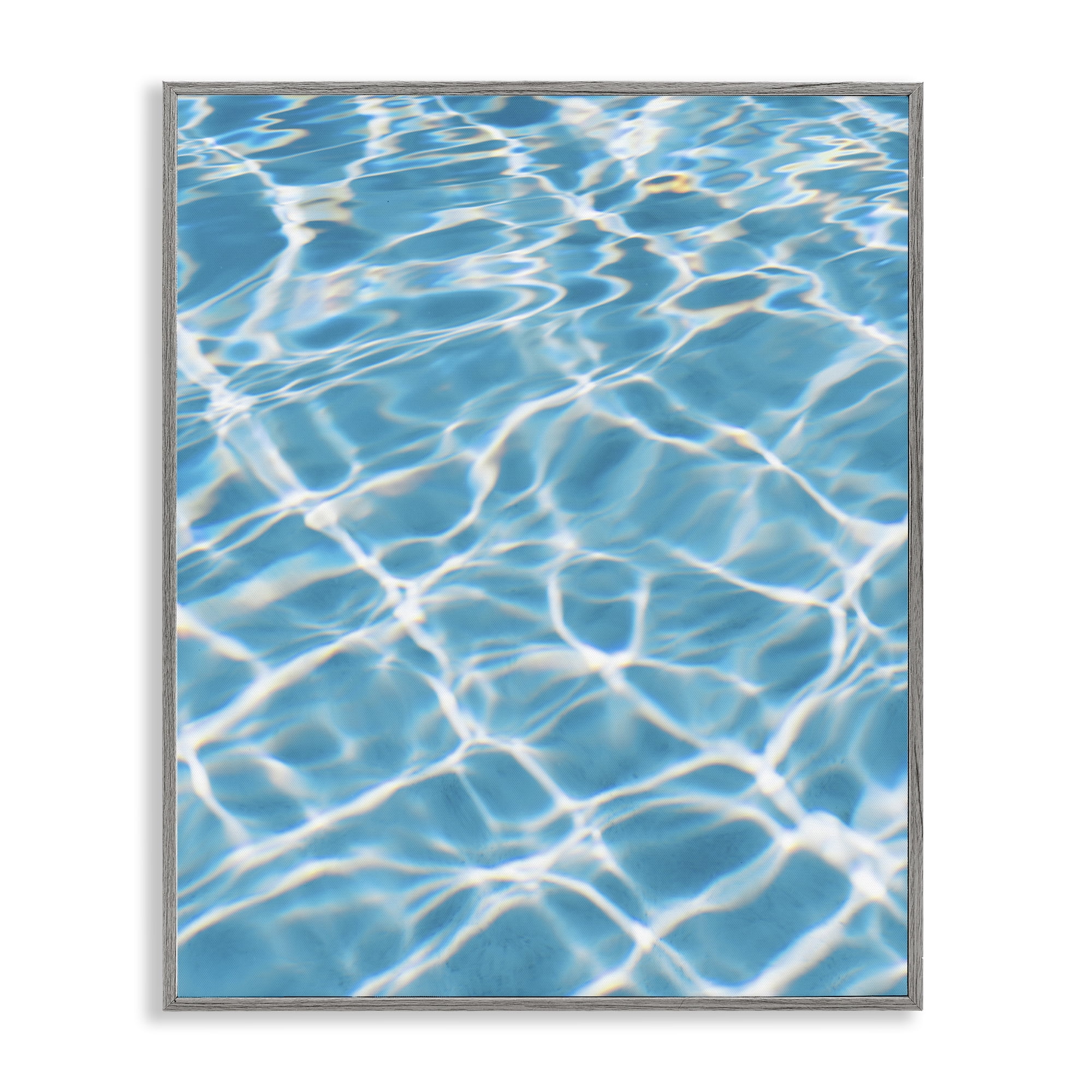 Stupell Industries Summer Water Reflection Abstract Painting Gray Framed Art Print Wall Art, 16 x 20