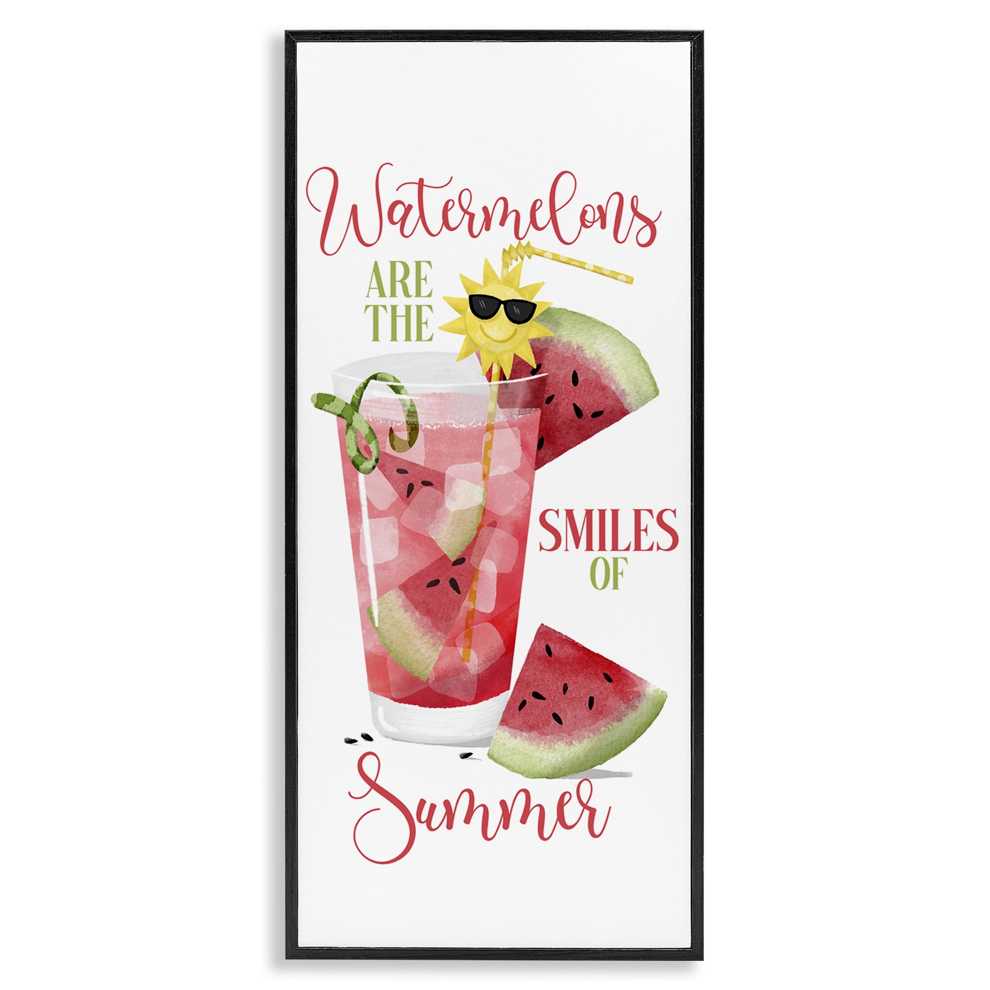 Stupell Industries Summer Watermelon Sentiment Food & Beverage Painting Black Framed Art Print Wall Art, 10 x 24