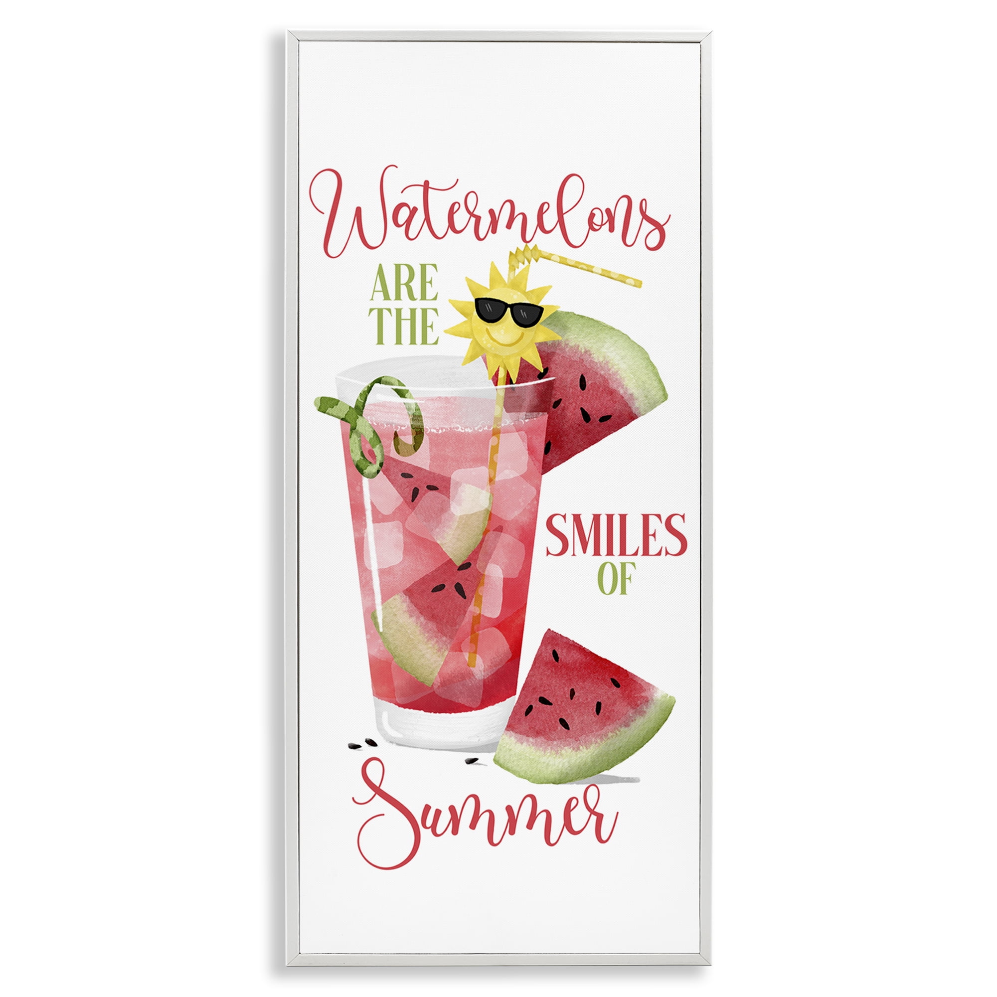 Stupell Industries Summer Watermelon Sentiment Food & Beverage Painting White Framed Art Print Wall Art, 13 x 30