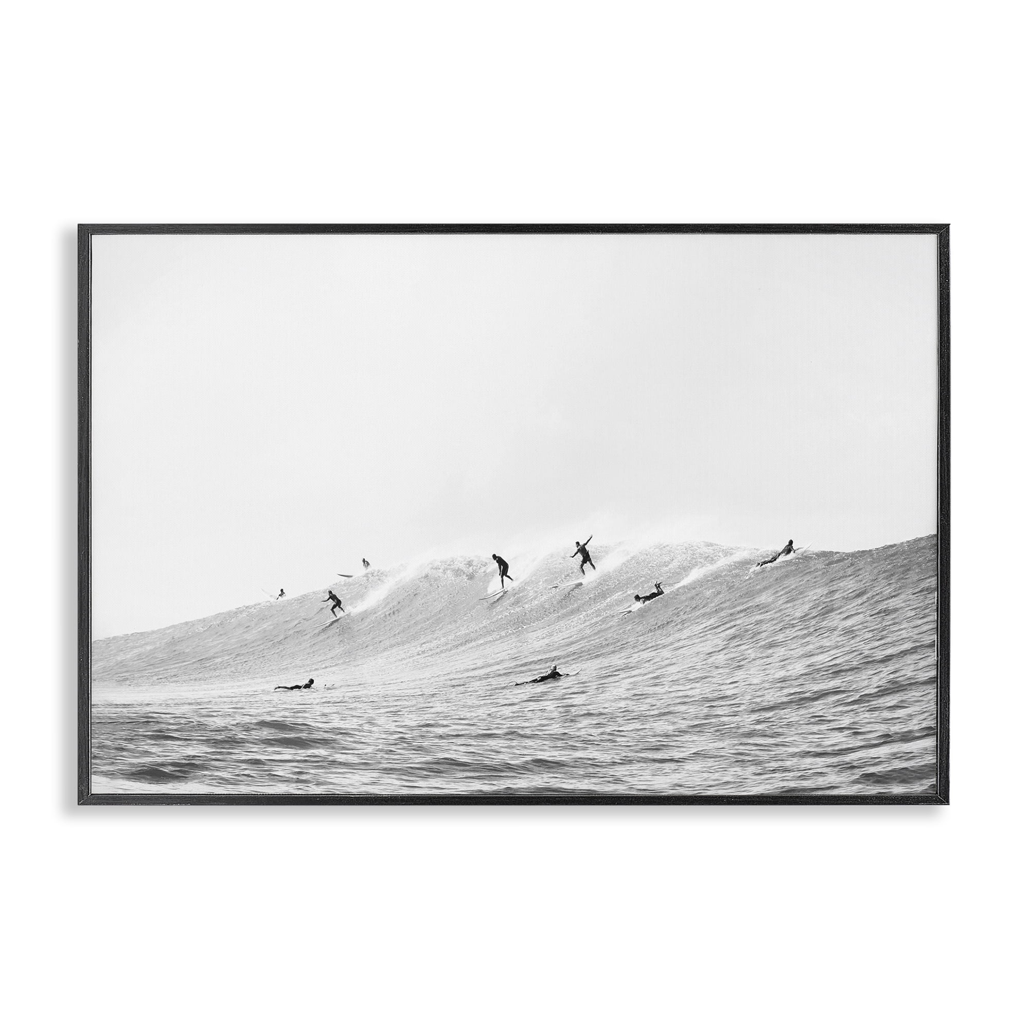 Stupell Industries Summer Wave Surfers Nautical & Beach Photography Black Framed Art Print Wall Art, 18 x 12