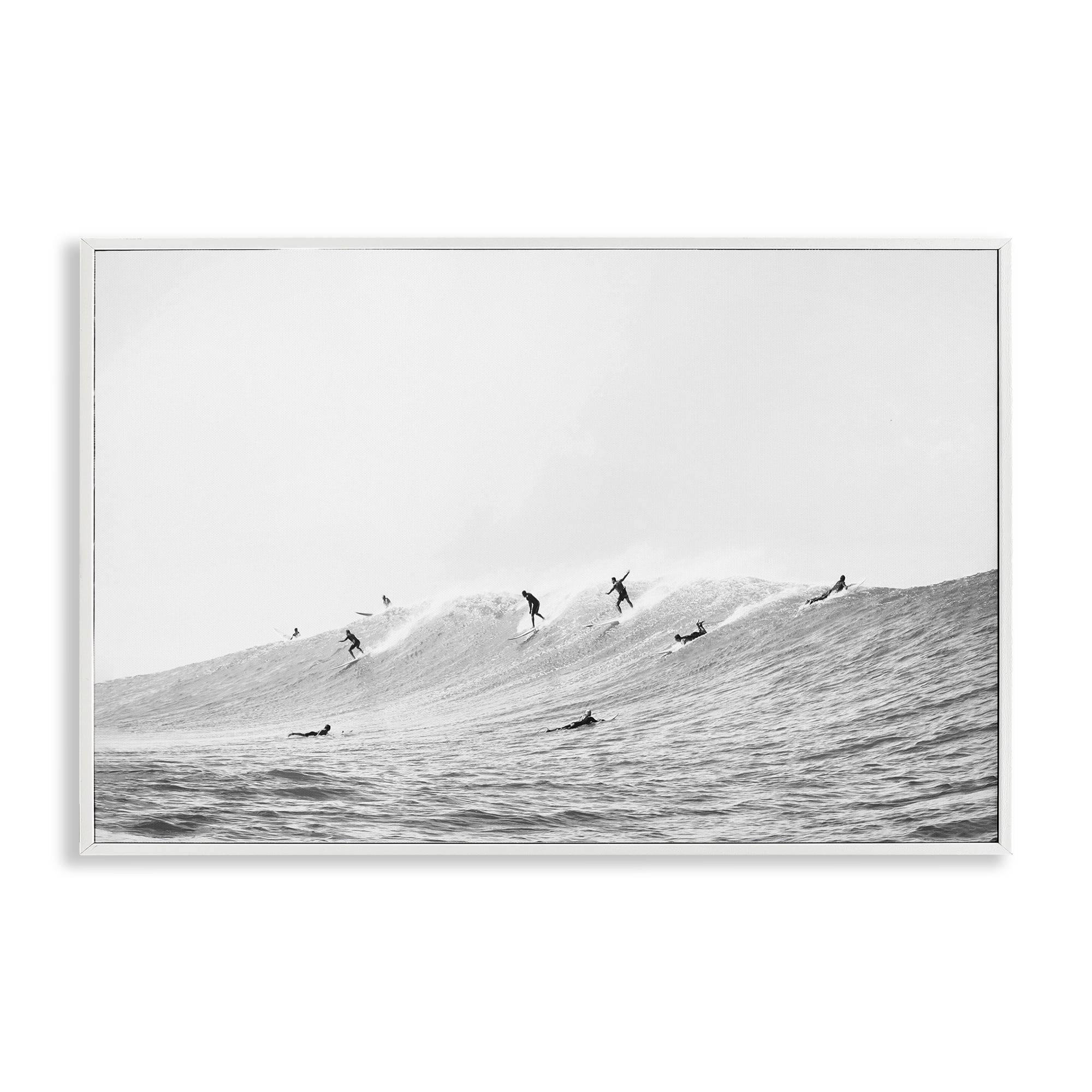 Stupell Industries Summer Wave Surfers Nautical & Beach Photography White Framed Art Print Wall Art, 30 x 20