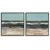 Stupell Industries Summer Waves Abstract Abstract Painting Black Framed Art Print Wall Art, 12 x 12, Set of 2