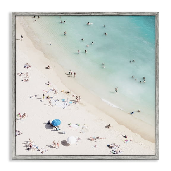 Stupell Industries Summer Weather Beach Day Nautical & Beach Painting Gray Framed Art Print Wall Art, 17 x 17