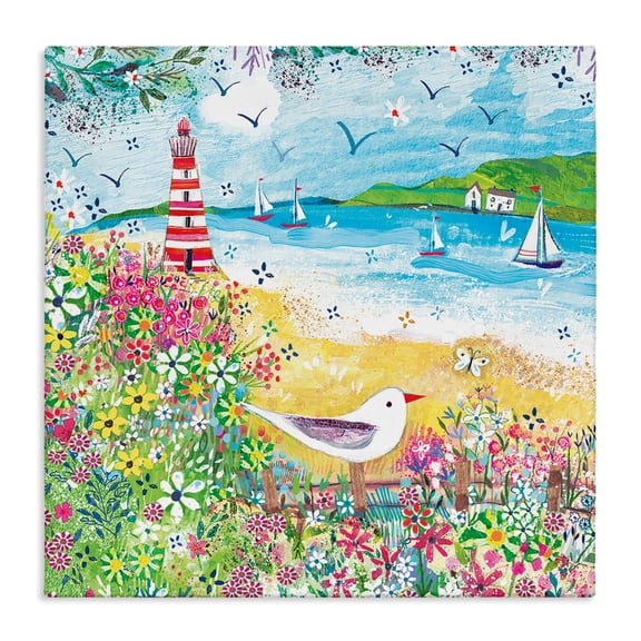 Summer Whimsy Seaside Canvas Art, 17 x 17, Made In USA