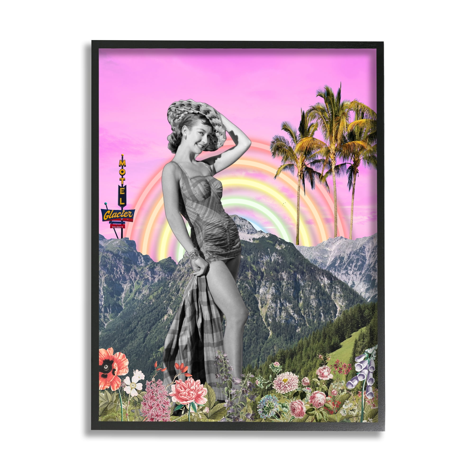 Stupell Industries Summer Woman & Flowers Botanical & Floral Painting Black Framed Art Print Wall Art, 16 x 20
