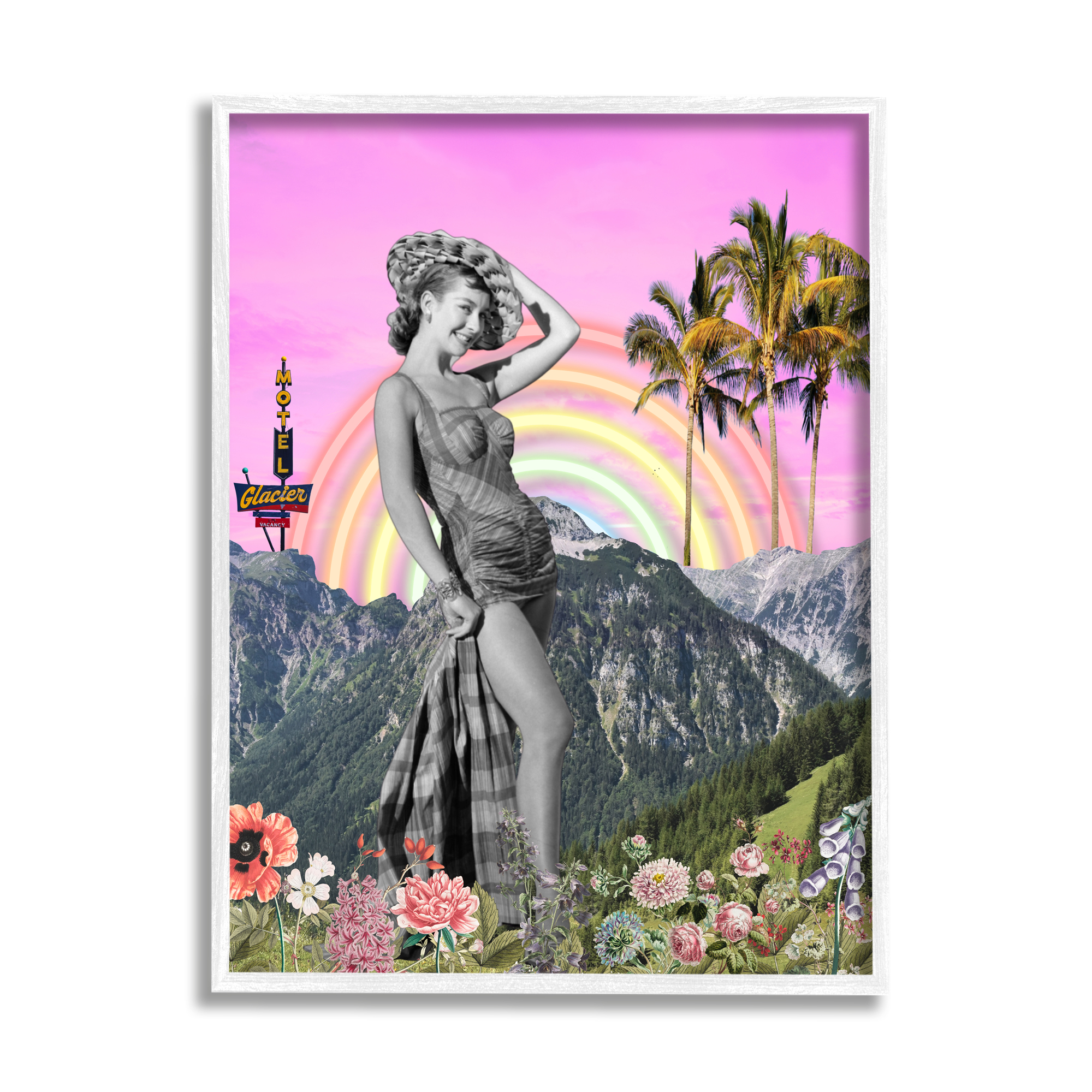 Stupell Industries Summer Woman & Flowers Botanical & Floral Painting White Framed Art Print Wall Art, 16 x 20