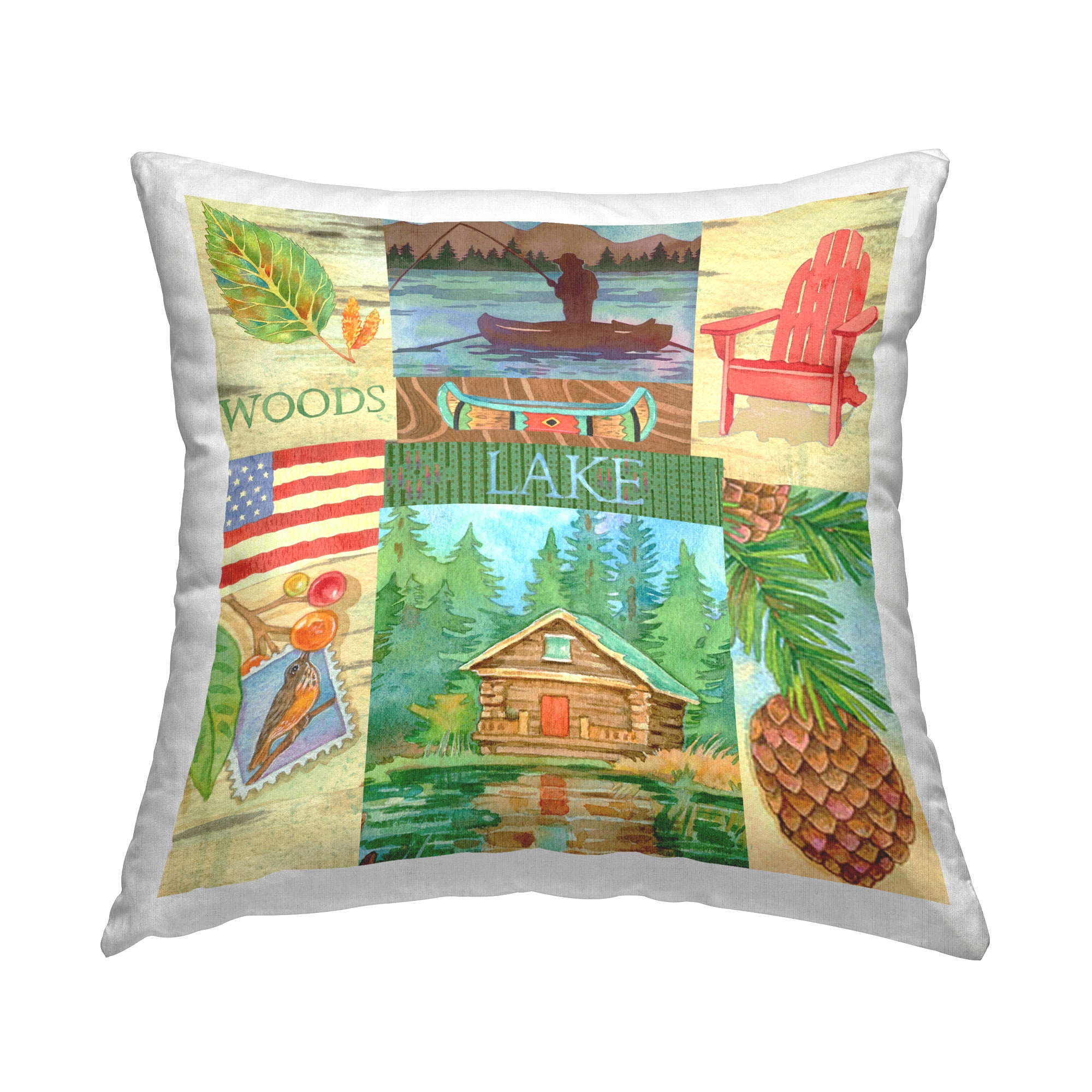 Stupell Industries Summer Woodland Collage Decorative Printed Throw Pillow Design by Andrea Tachiera