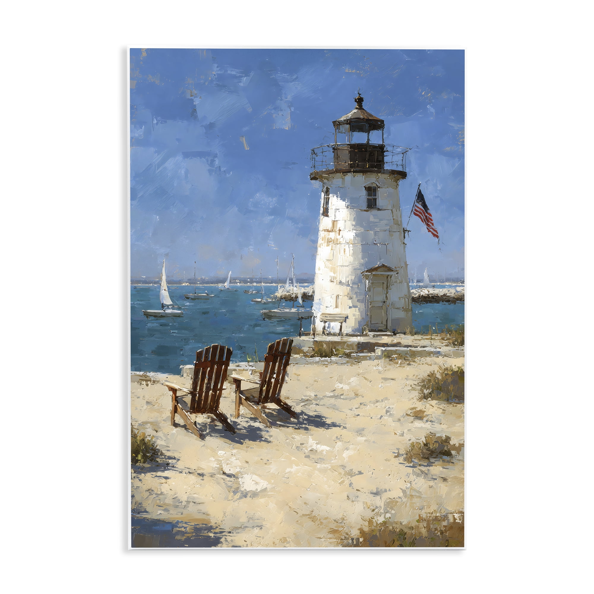 Stupell Industries Summer at Lighthouse Bay Wall Plaque Art, design by Petal Prints Design