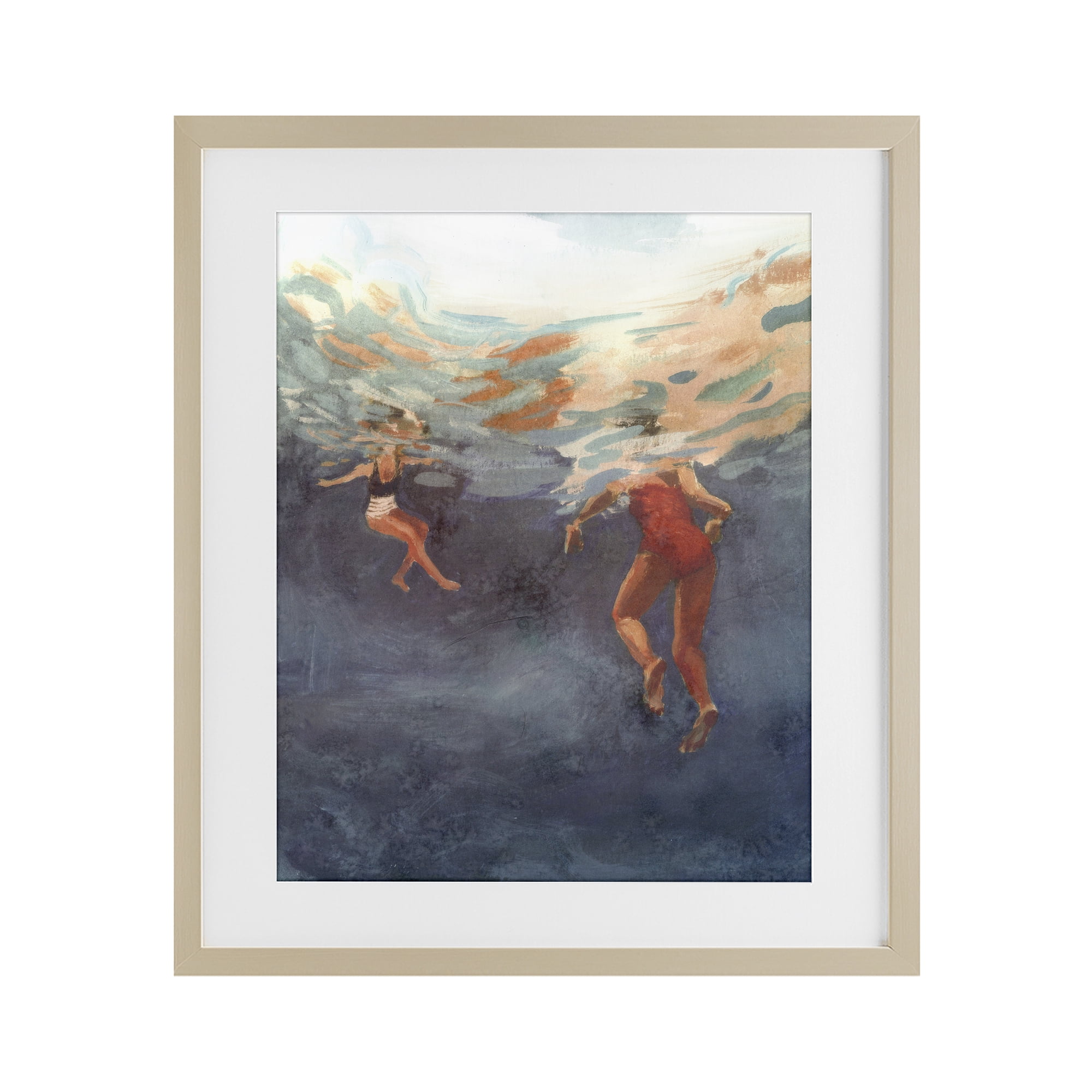 Stupell Industries Summer's Dance Swimmers Birch Framed Print Under Glass, design by Victoria Barnes