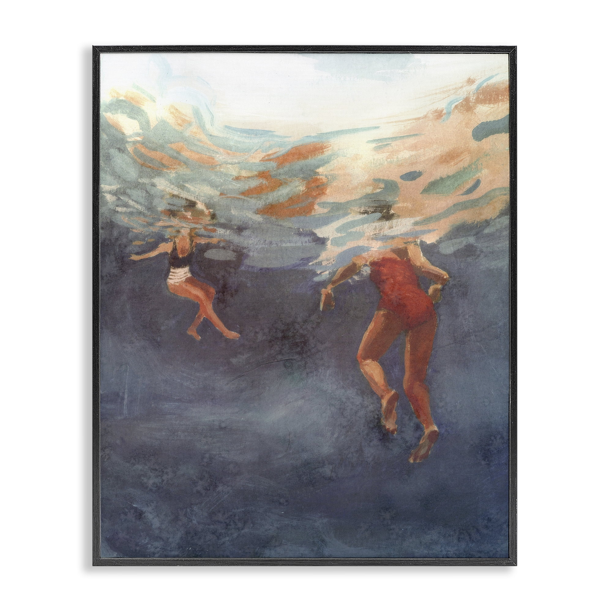 Stupell Industries Summer's Dance Swimmers Black Framed Giclee Art, design by Victoria Barnes