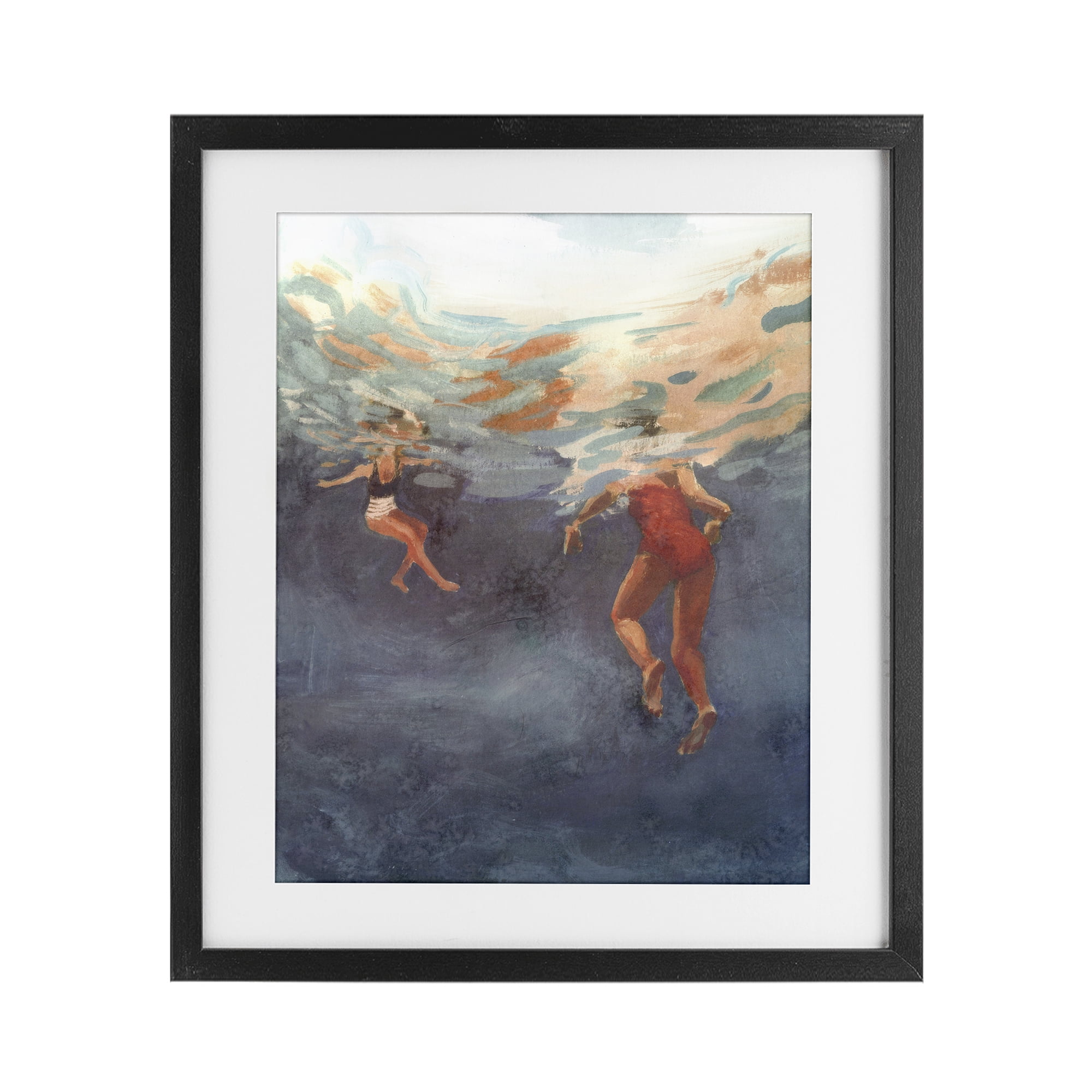 Stupell Industries Summer's Dance Swimmers Black Framed Print Under Glass, design by Victoria Barnes