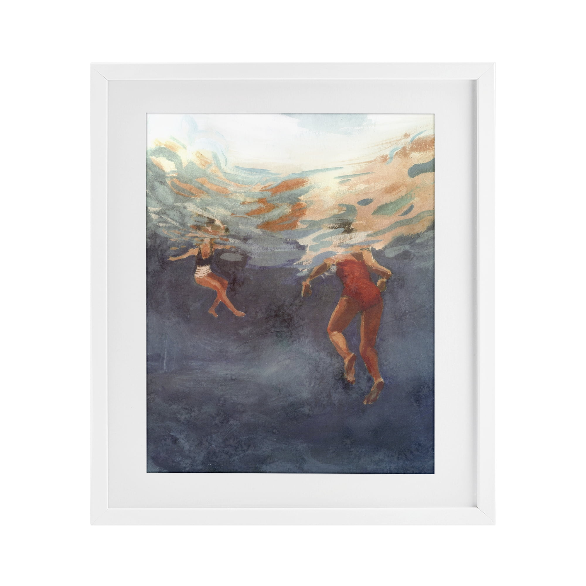 Stupell Industries Summer's Dance Swimmers White Framed Print Under Glass, design by Victoria Barnes