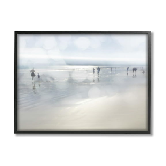 Stupell Industries Summertime Beach Bokeh Effect Sandy Shore Horizon Framed Wall Art, 14 x 11, Design by Chamira Young
