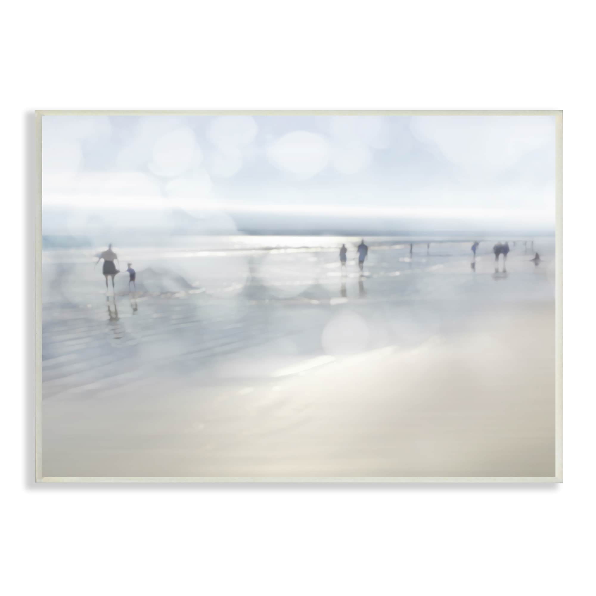 Stupell Industries Summertime Beach Bokeh Effect Sandy Shore Horizon Wood Wall Art, 15 x 10, Design by Chamira Young