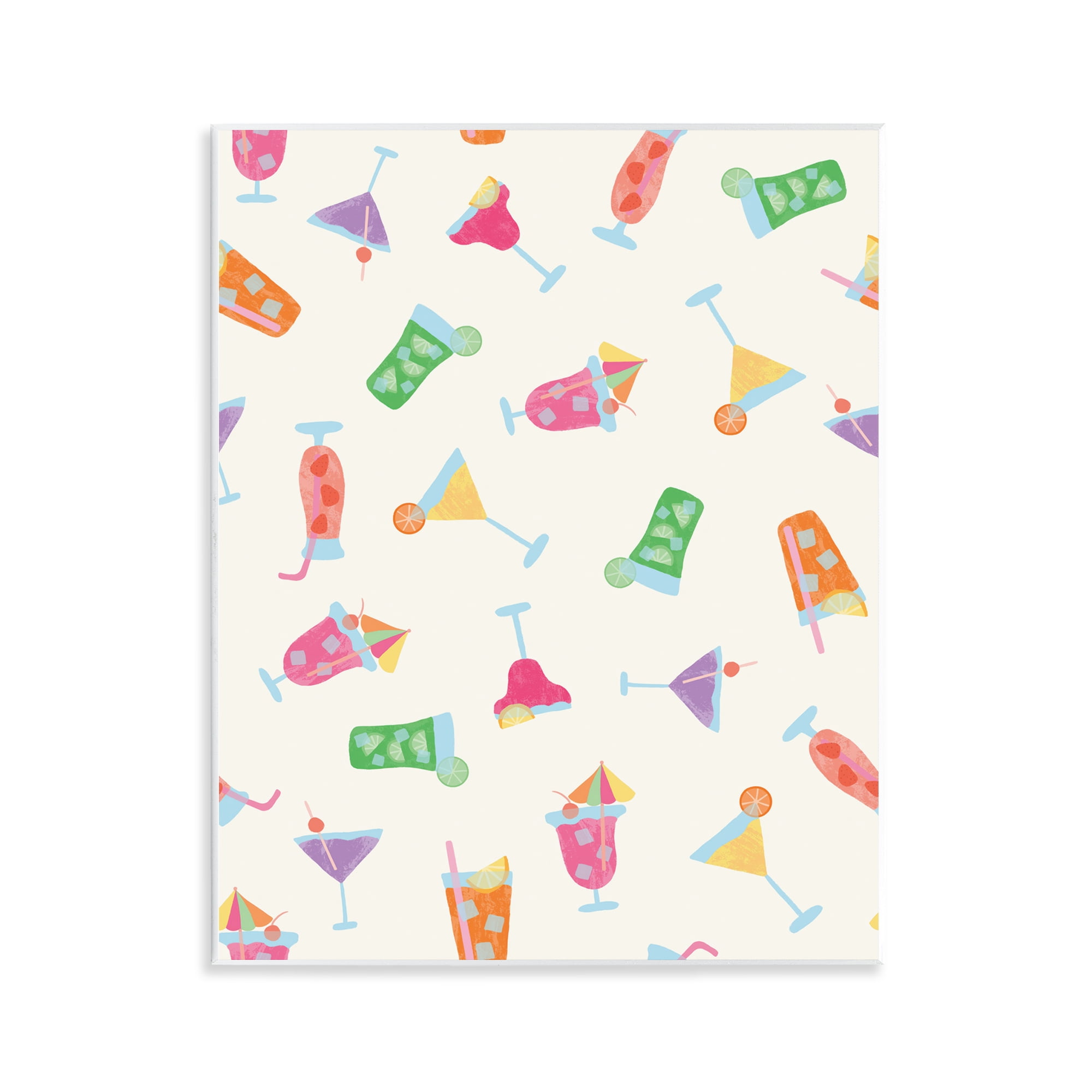 Stupell Industries Summertime Cocktails Patterns Food & Beverage Painting Unframed Art Print Wall Art, 11 x 14