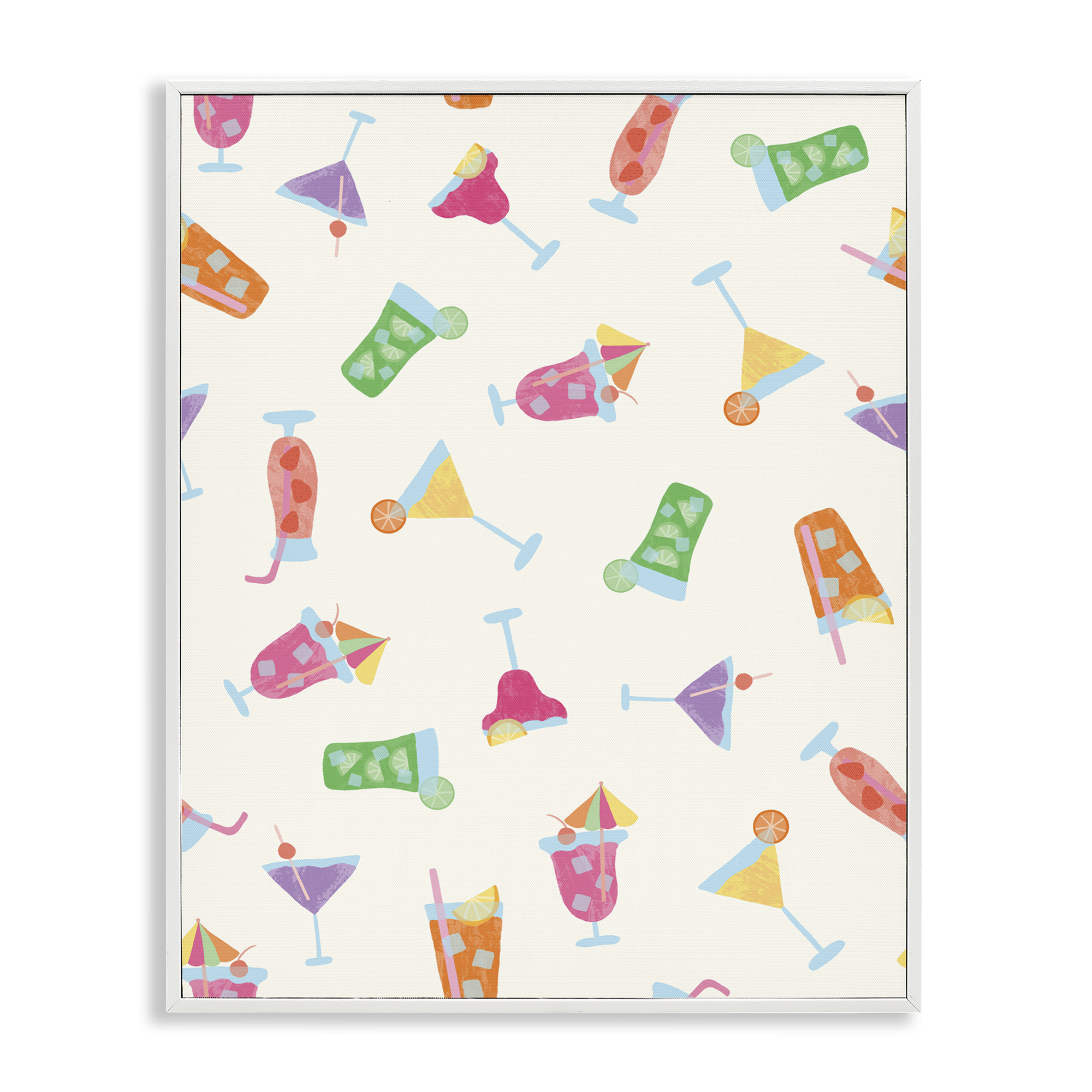 Stupell Industries Summertime Cocktails Patterns Food & Beverage Painting White Framed Art Print Wall Art, 11 x 14