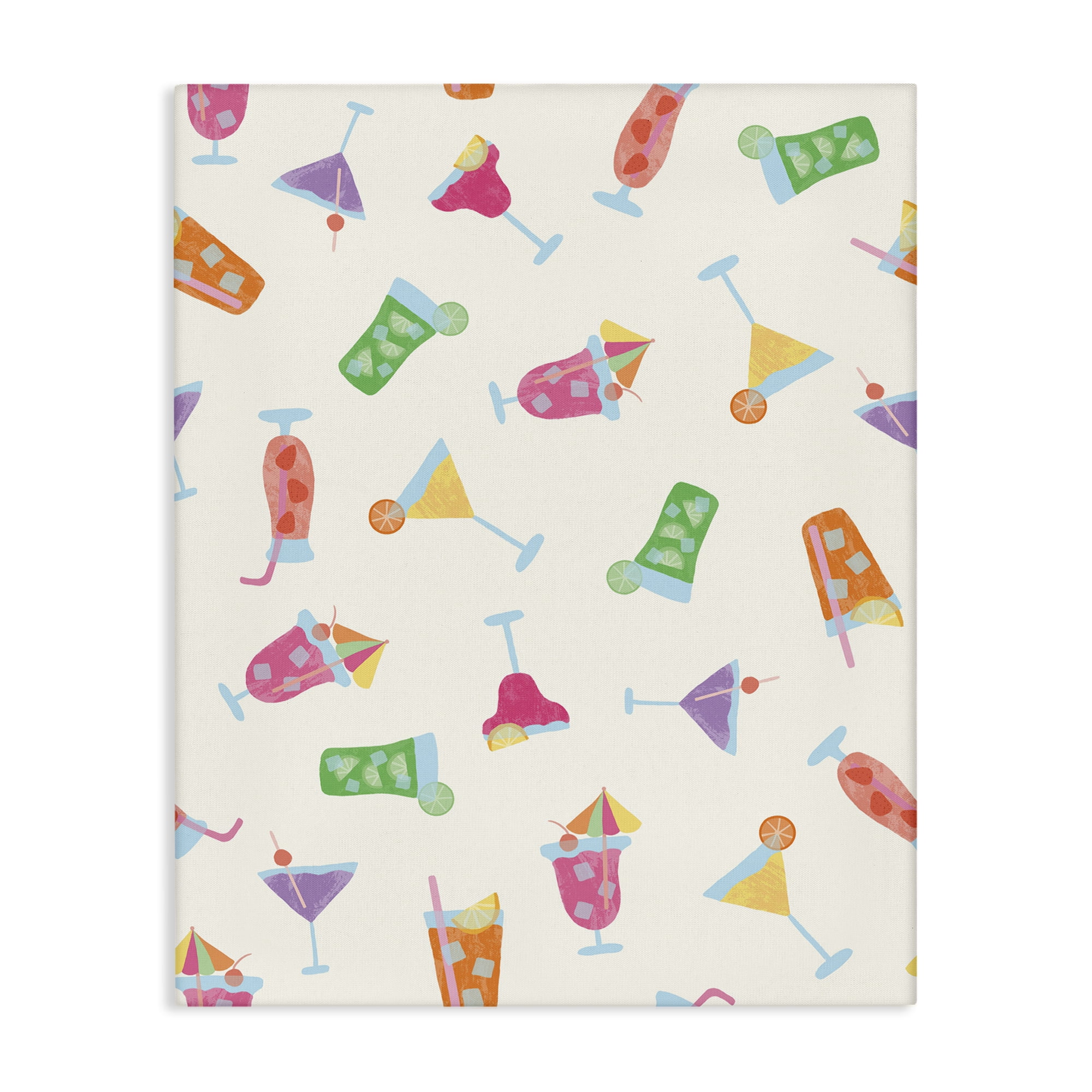 Stupell Industries Summertime Cocktails Patterns Food & Beverage Painting Wrapped Canvas Art Print Wall Art, 36 x 48