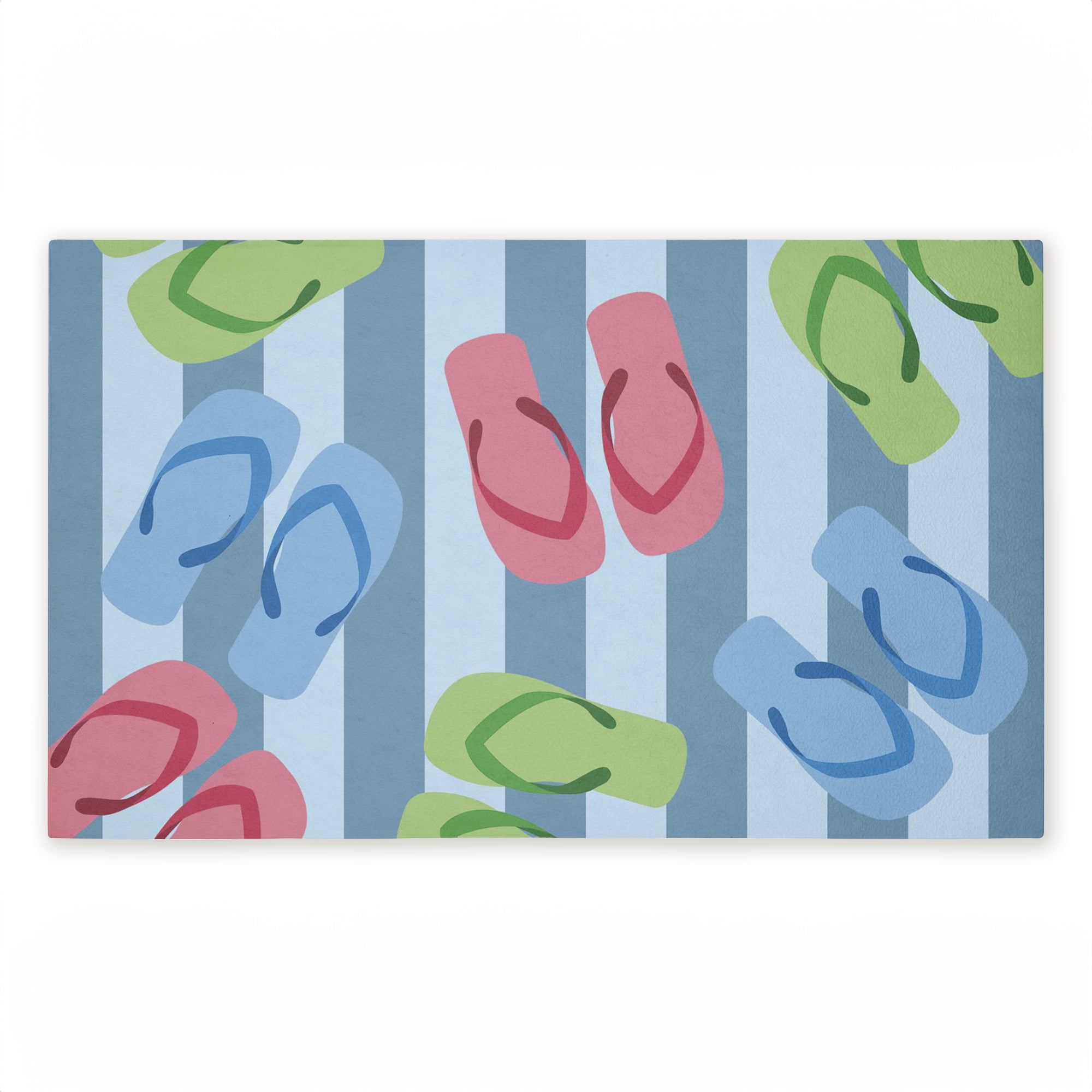 Stupell Industries Summertime Sandals on Stripes Printed Outdoor Door Floor Mat, design by Lil' Rue
