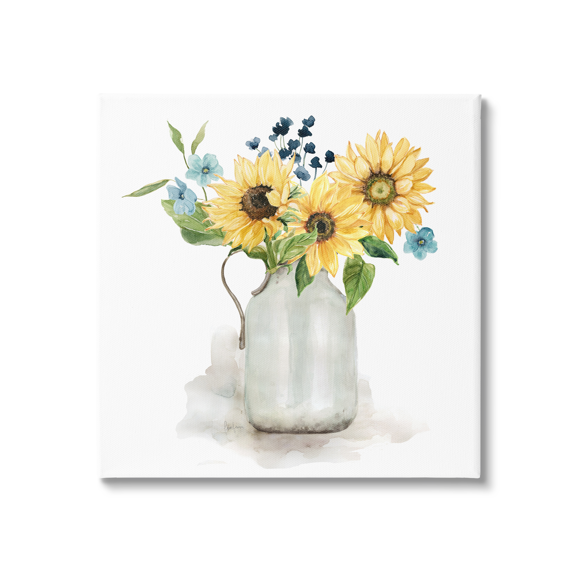 Stupell Industries Summery Flower Blossoms Arranged Country Jug Watercolor Detail Graphic Art Gallery Wrapped Canvas Print Wall Art, Design by Livi Finn