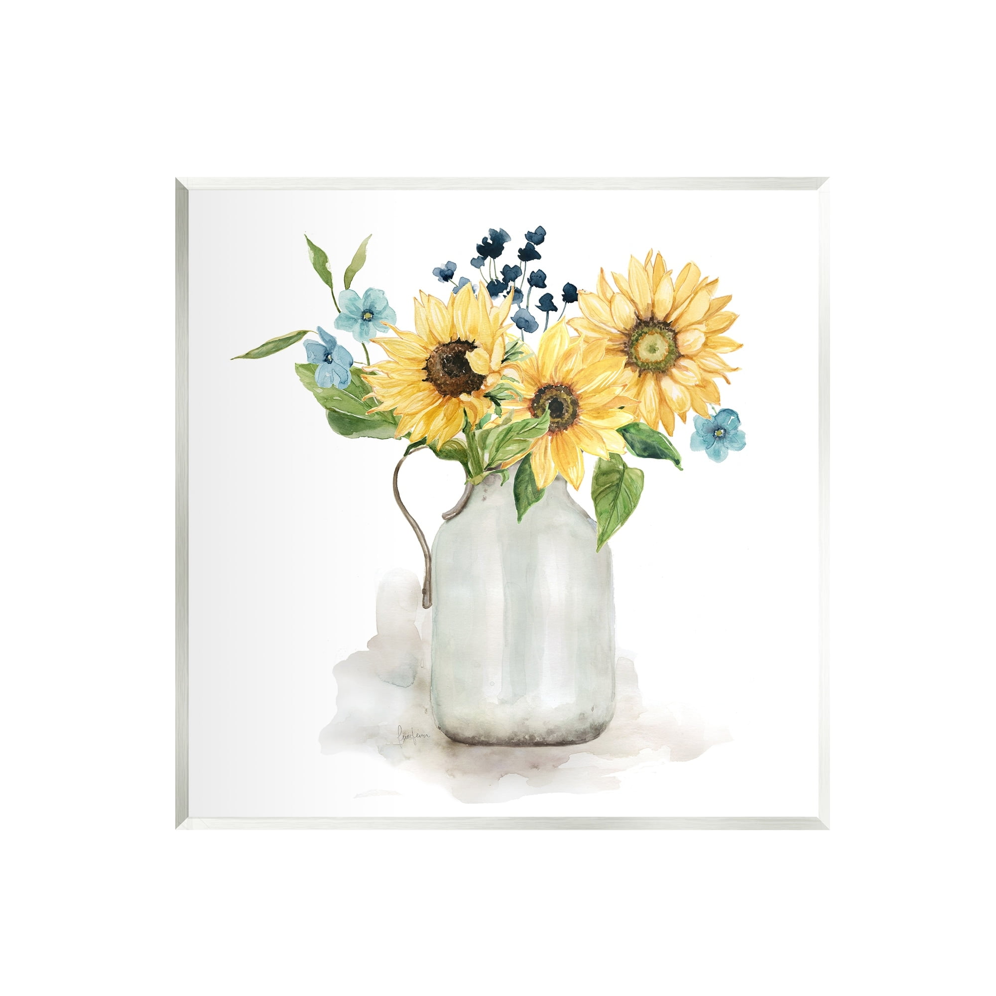 Stupell Industries Summery Flower Blossoms Arranged Country Jug Watercolor Detail Graphic Art Unframed Art Print Wall Art, Design by Livi Finn