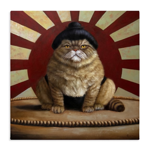 Stupell Industries Sumo Cat with Sun Rays Canvas Wall Art, design by Lucia Heffernan