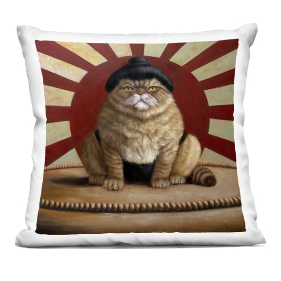 Stupell Industries Sumo Cat with Sun Rays Decorative Printed Throw Pillow, design by Lucia Heffernan, 18 x 7 x 18