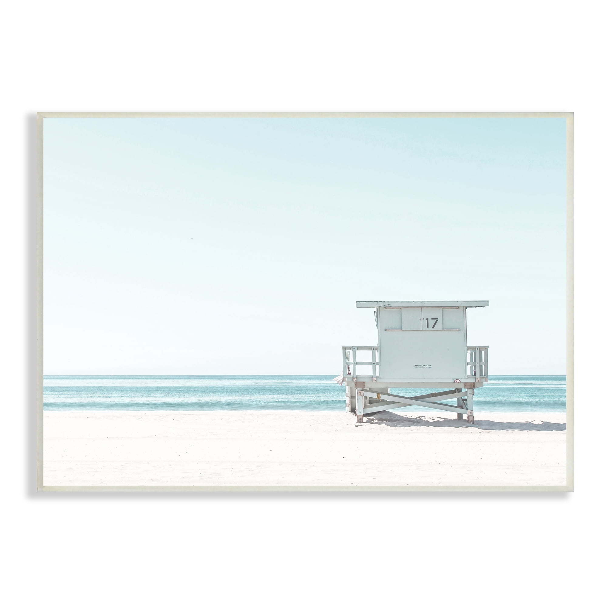 Stupell Industries Sun Bleached Blue Coast Lifeguard Shelter Summer Photography, 15 x 10, Design by Leah Straatsma