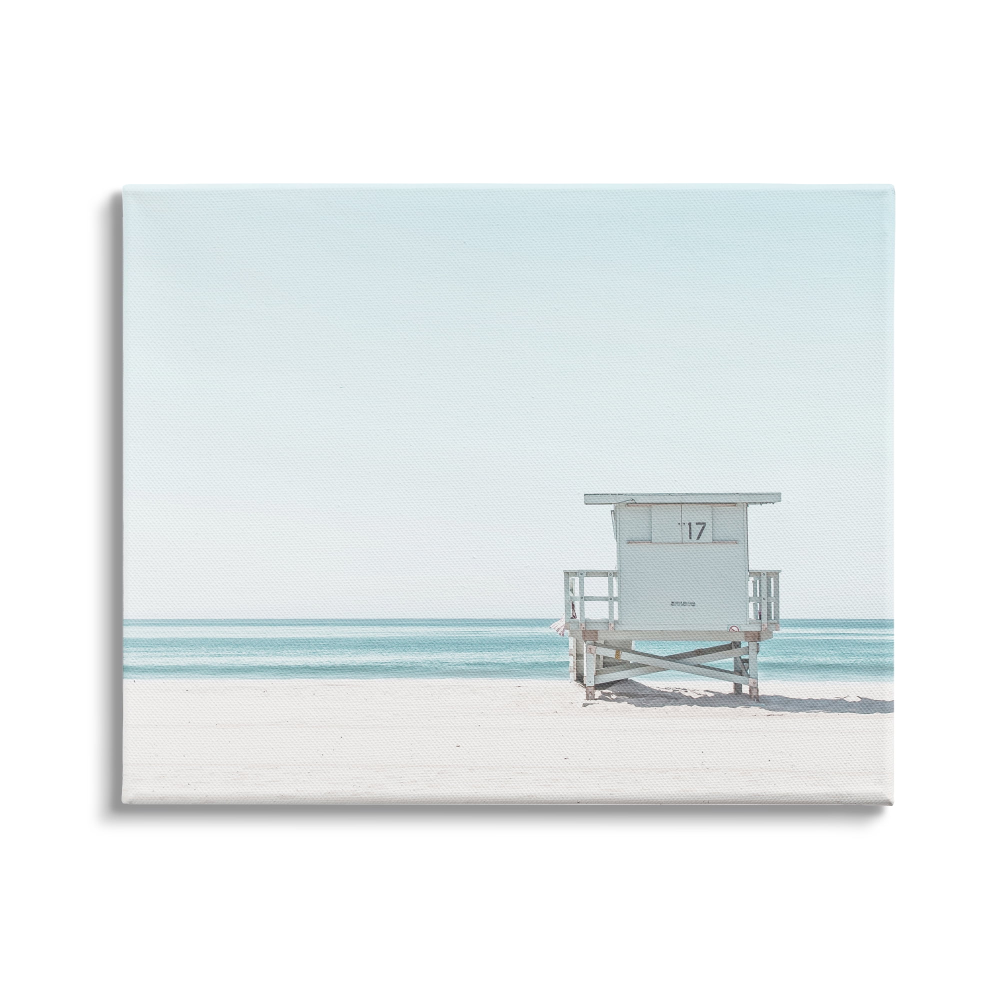 Stupell Industries Sun Bleached Blue Coast Lifeguard Shelter Summer Photography, 30 x 24, Design by Leah Straatsma