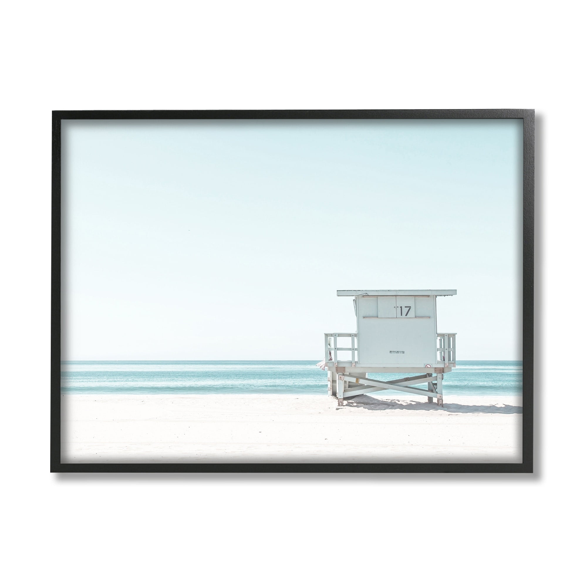 Stupell Industries Sun Bleached Blue Coast Lifeguard Shelter Summer Photography, 30 x 24, Design by Leah Straatsma