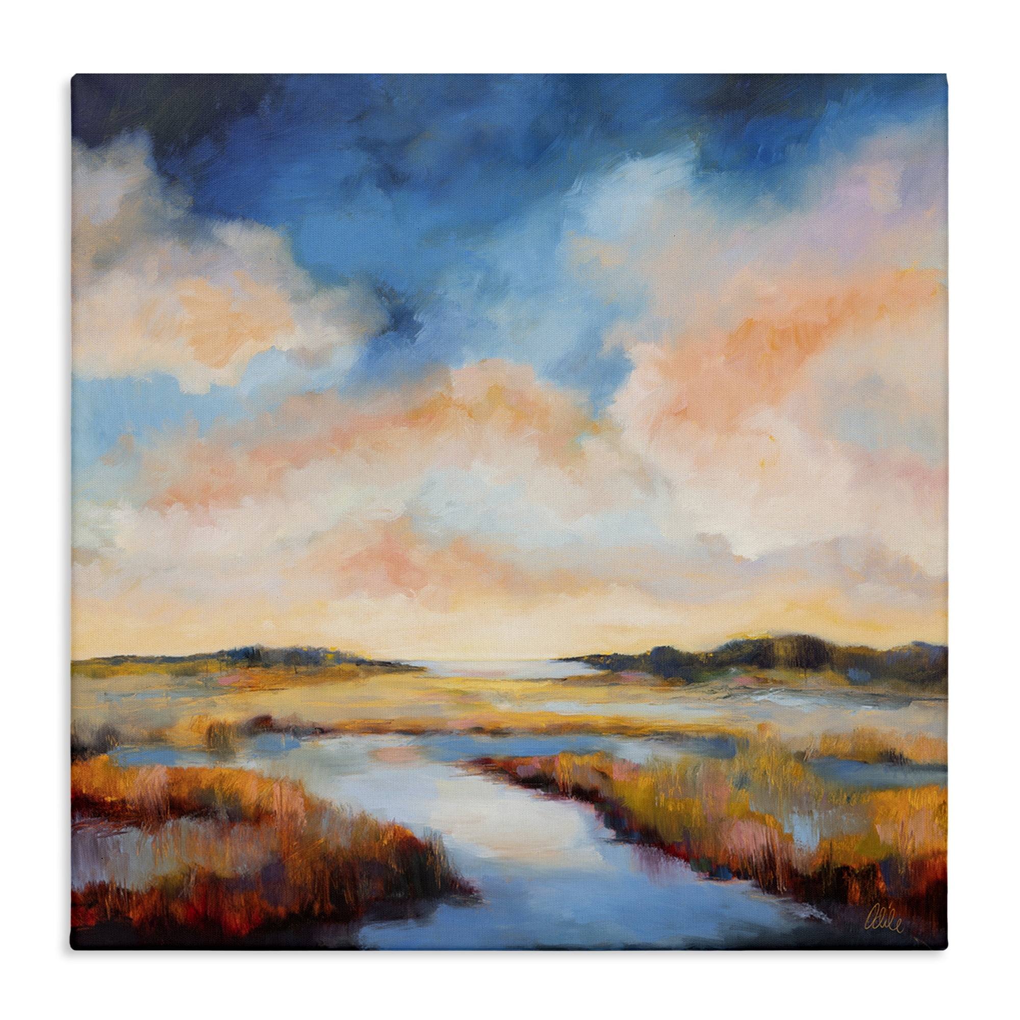Stupell Industries Sun Bleached Stream Landscape & Nature Painting Wrapped Canvas Art Print Wall Art, 17 x 17