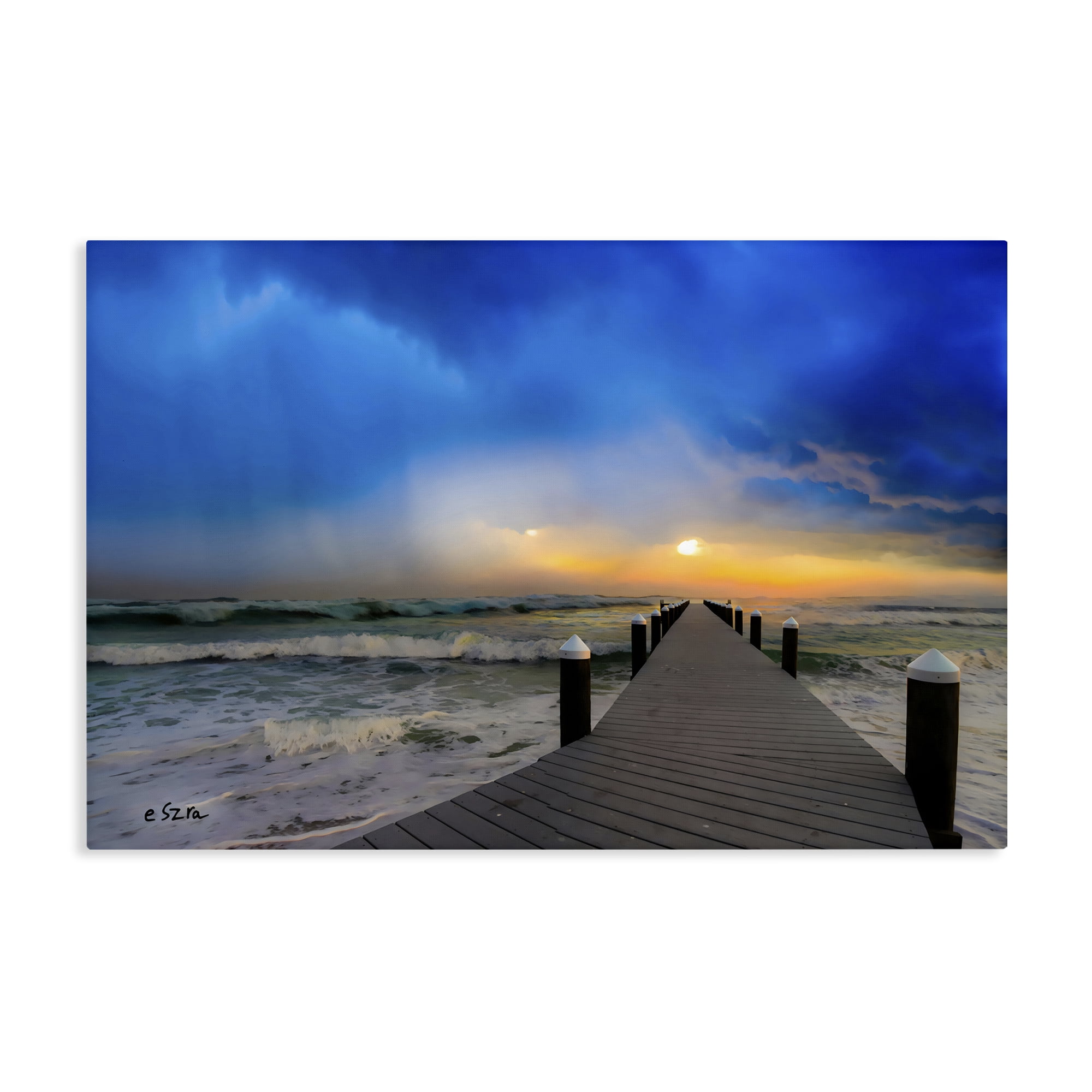 Stupell Industries Sun Breaking Over Sea Pier Canvas Wall Art, design by Eszra Tanner